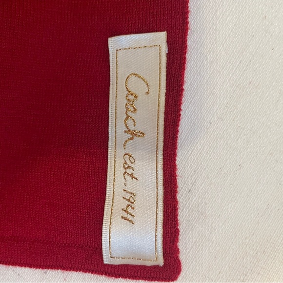 Coach red and white soft scarf - Picture 4 of 4